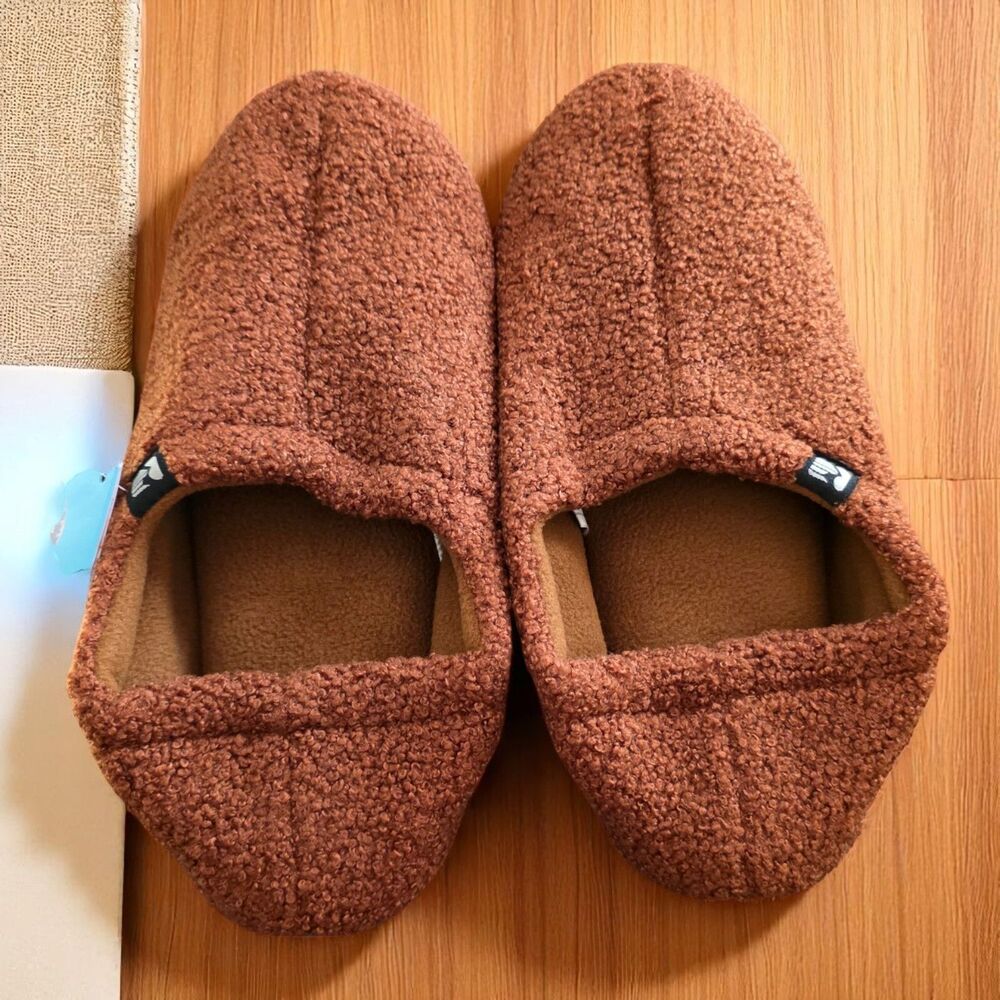 Rockdove Slipper Brown Sherpa Fleece Rubber Sole XLARGE SIZE